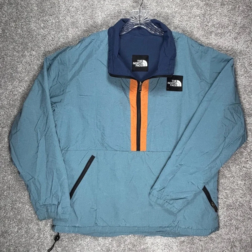 The North Face Mens Reversible Half Zip Anorak Jacket Blue Teal Orange‎ Large